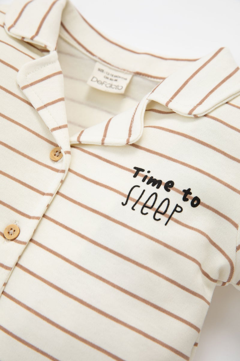 ديفاكتو طقم بيجاما بيبي اولادي مخطط قصة عادية - قطعتين - Image 3